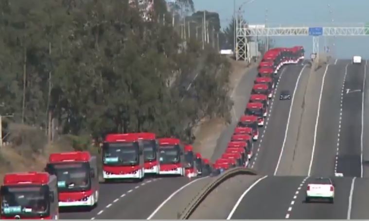 Autobuses eléctricos llegados a Santiago de Chile