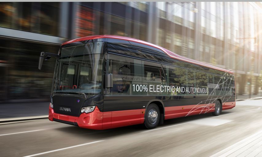 Imagen del nuevo autobús de Scania eléctrico y autónomo