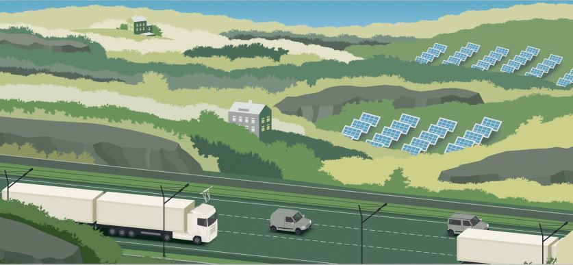 Dibujo del funcionamiento de una carretera eléctrica