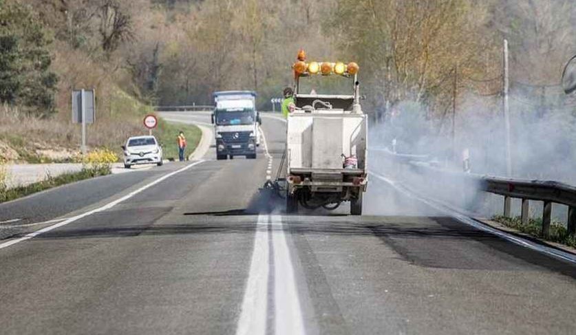 Imagen de obras en la N-121-A mañana lunes