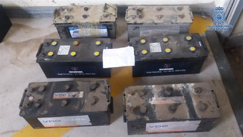 Imagen de las baterías robadas a camiones en Toledo
