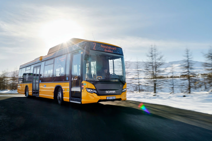 Imagen del autobús de gas en Islandia