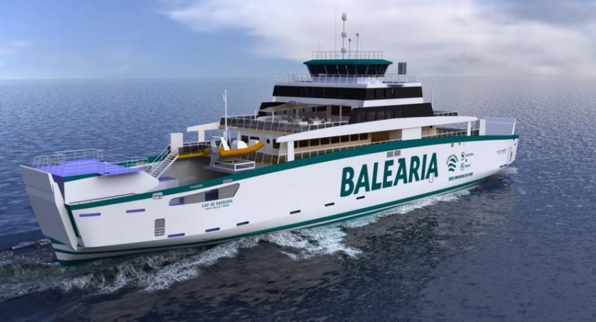 Baleària bota el 'ferry' eléctrico 'Cap de Barbaria' que incorporará a la línea Ibiza-Formentera