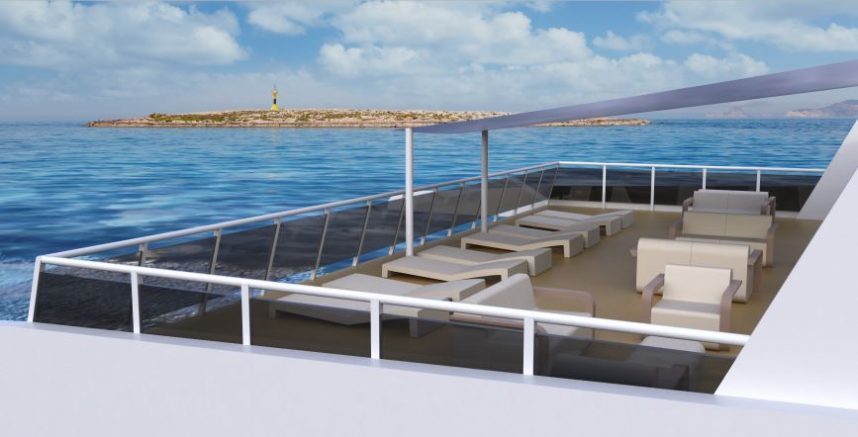 Baleària bota el 'ferry' eléctrico 'Cap de Barbaria' que incorporará a la línea Ibiza-Formentera