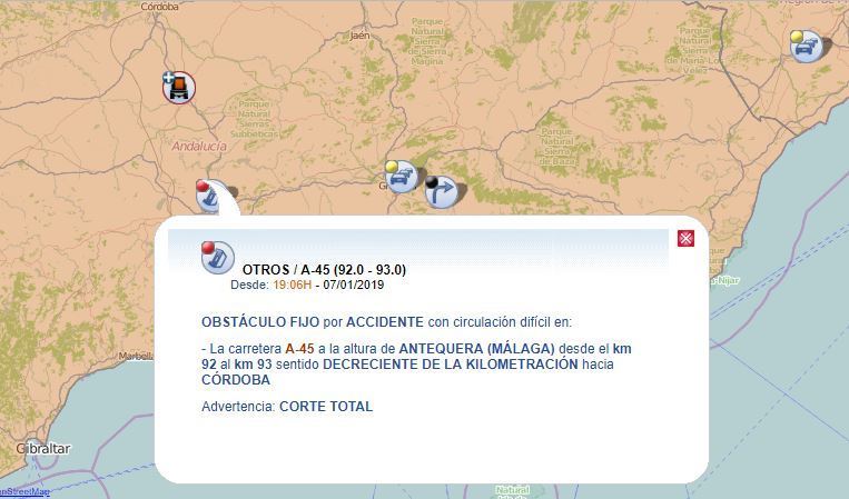 Indicación del lugar del accidente