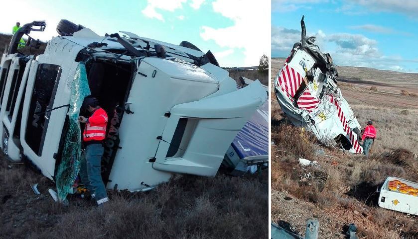 camionero, herido, colisionar, furgoneta, mantenimiento, A-12,
