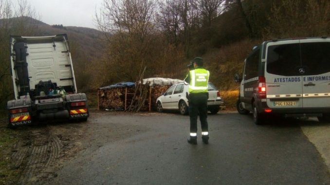 El camión una vez detenido