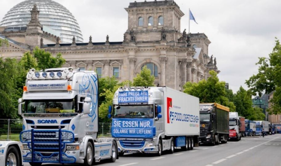 Imagen de la protesta de los camioneros