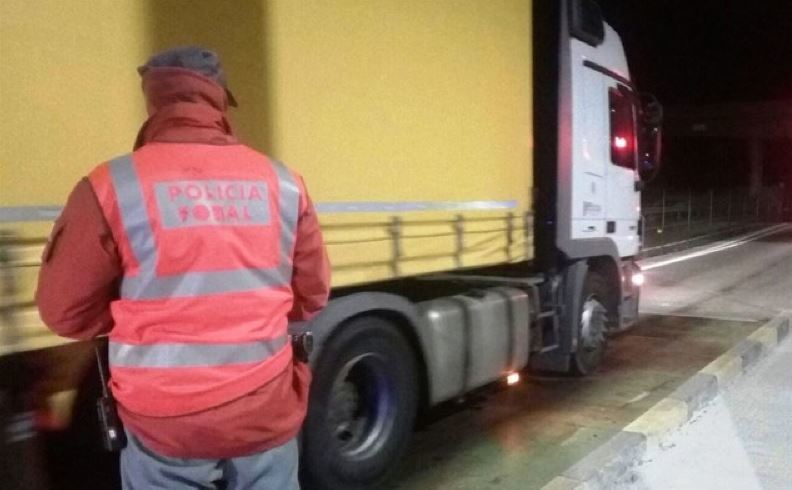 Camion inmovilizado por exceso de peso