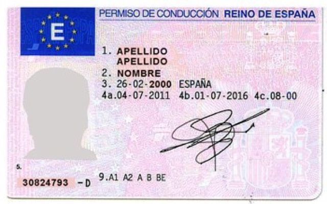 Imagen del actual carné de conducir