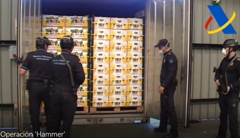 Imagen del contenedor que transportaba la cocaína