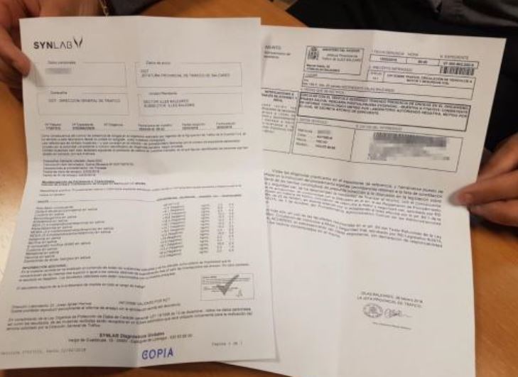 Resultados de los análisis y documento de Tráfico en el que se notifica que ha sido archivada la denuncia contra el conductor del autobús escolar al confirmarse el negativo en consumo de drogas. 05-03-2018 | Julio Bastida