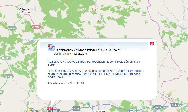 Indicación del lugar del accidente