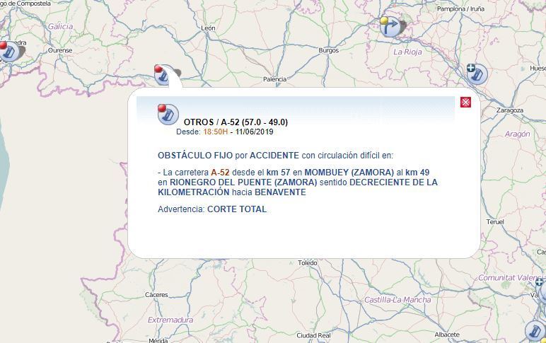 Indicación del lugar del accidente