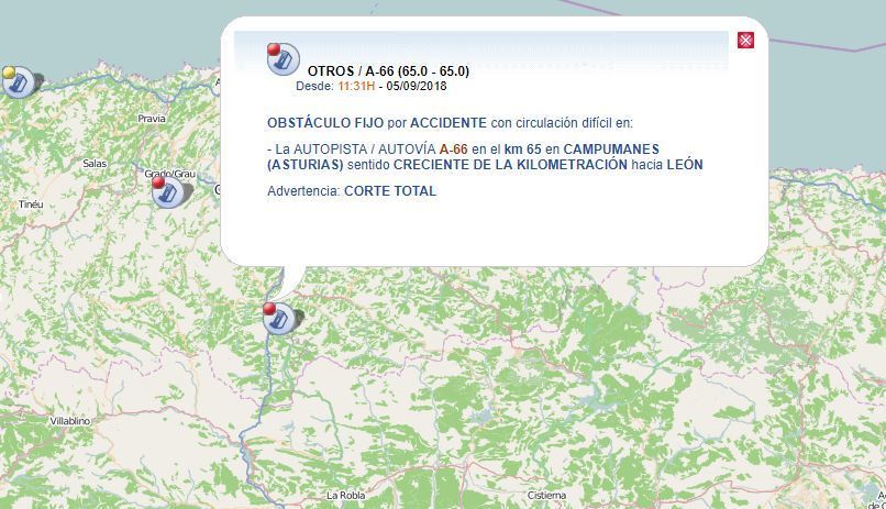 Lugar del corte de la A-66