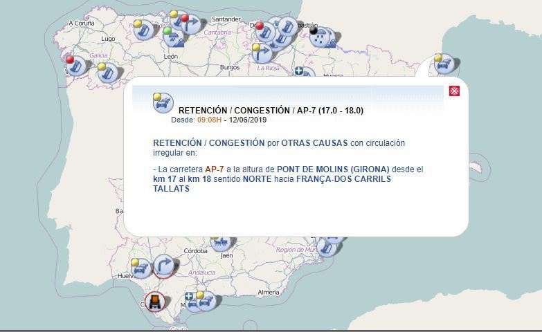 Indicación del lugar del accidente