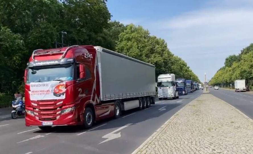 Imagen de la manifestación de camioneros en Berlín