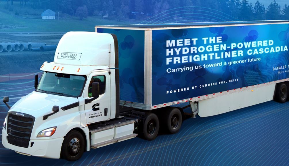 Imagen del camión de hidrógeno de Cummins y Daimler Truck North América