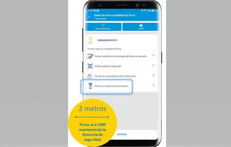 Nuevo método de firma del e-CMR que garantiza la distancia mínima de seguridad