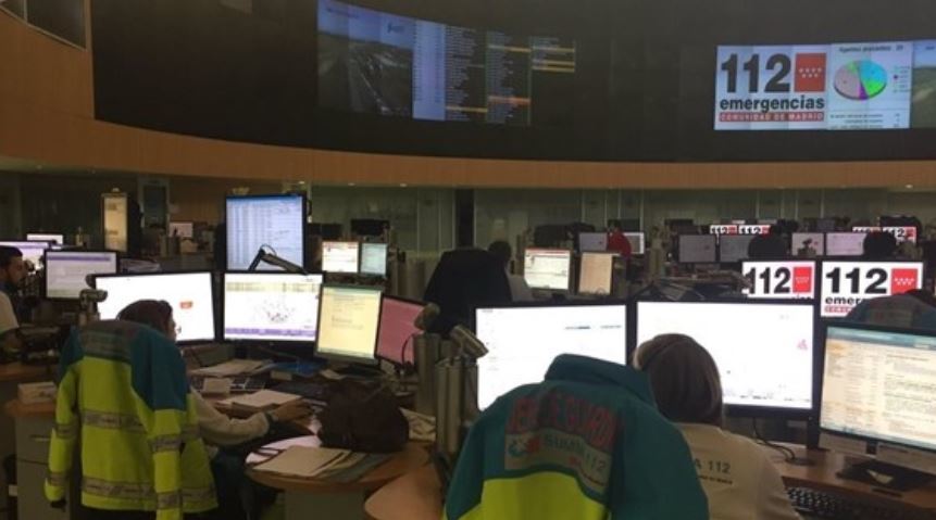 Sala de atención del 112 de la Comunidad de Madrid.