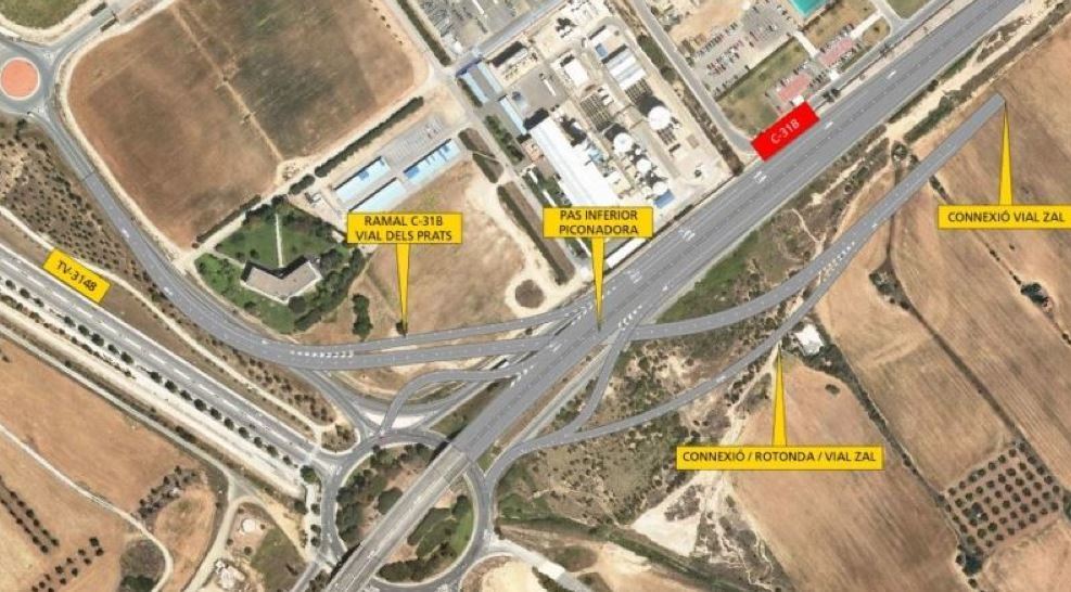 Imagen de las obras del acceso soterrado de el Puerto de Tarragona al ZAL