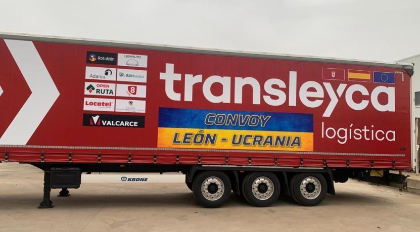 Imagen del convoy solidario de León hacia la frontera de Eslovaquia y Ucrania