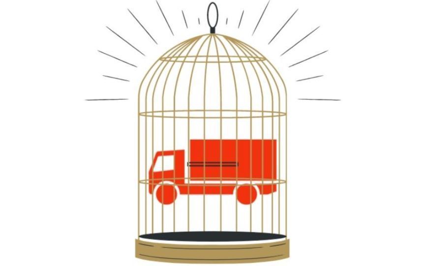 Imagen de camioneros enjaulados