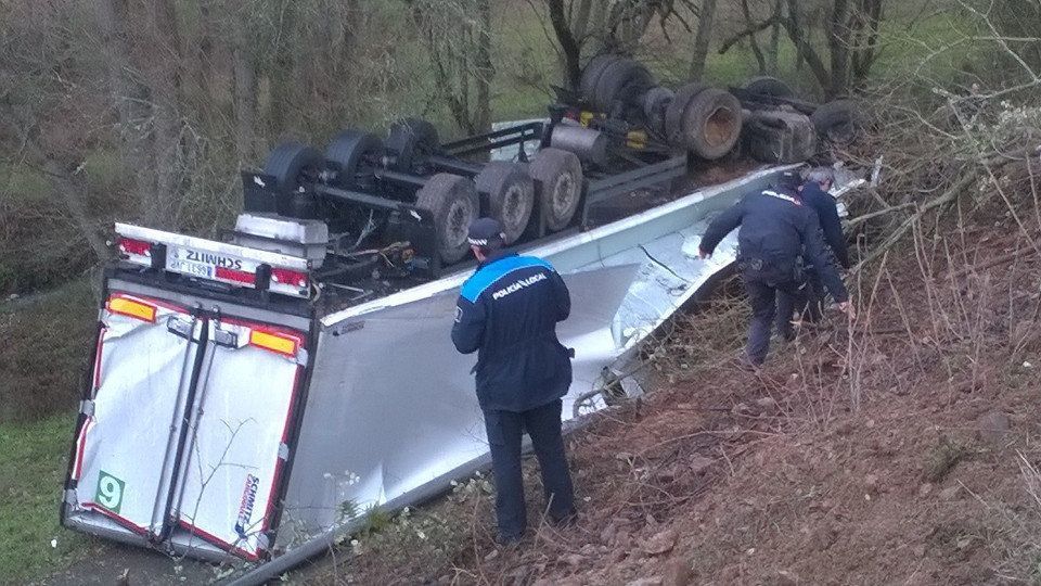 Estado en el que quedó el camión accidentado