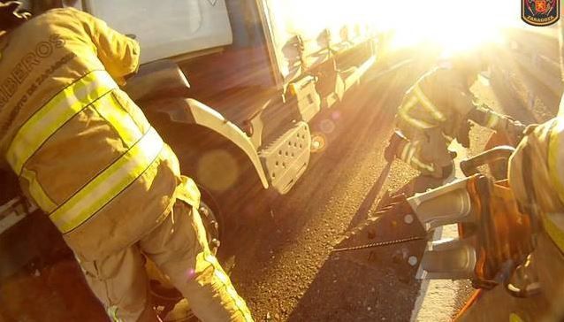 Herido, conductor, accidente, camiones, A-68,