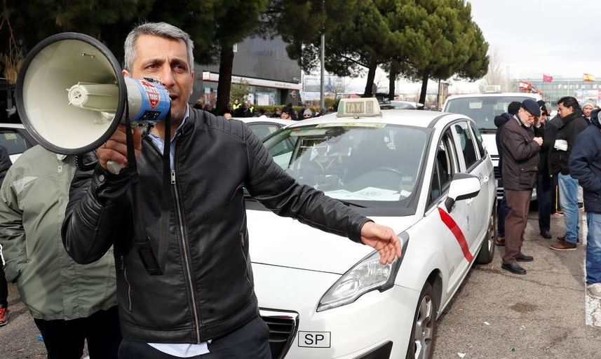 Imagen de la huelga de taxistas en Madrid