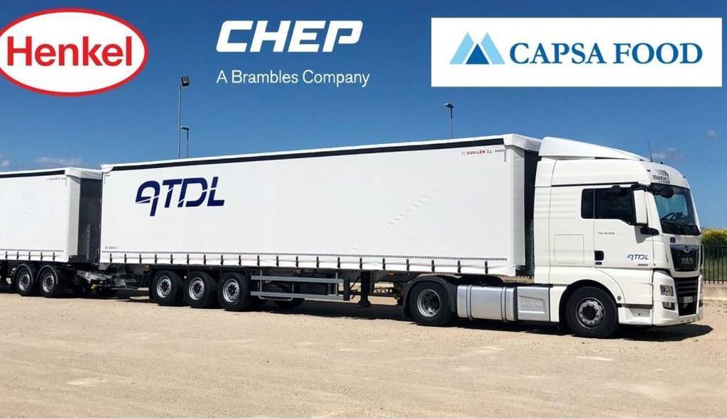 Henkel, Capsa Food y CHEP reducen emisiones y kilómetros vacíos gracias al dúo-trailer