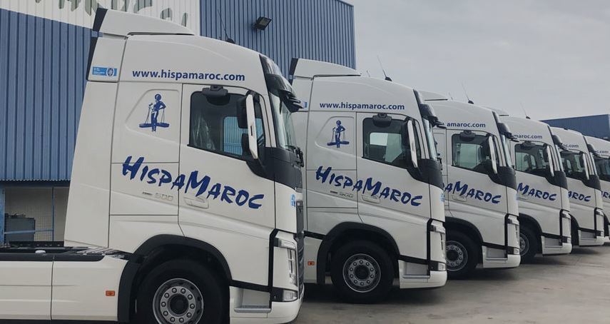 Imagen de camiones de la empresa Hispamaroc
