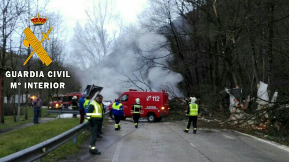 Imagen del incendio del camión,
