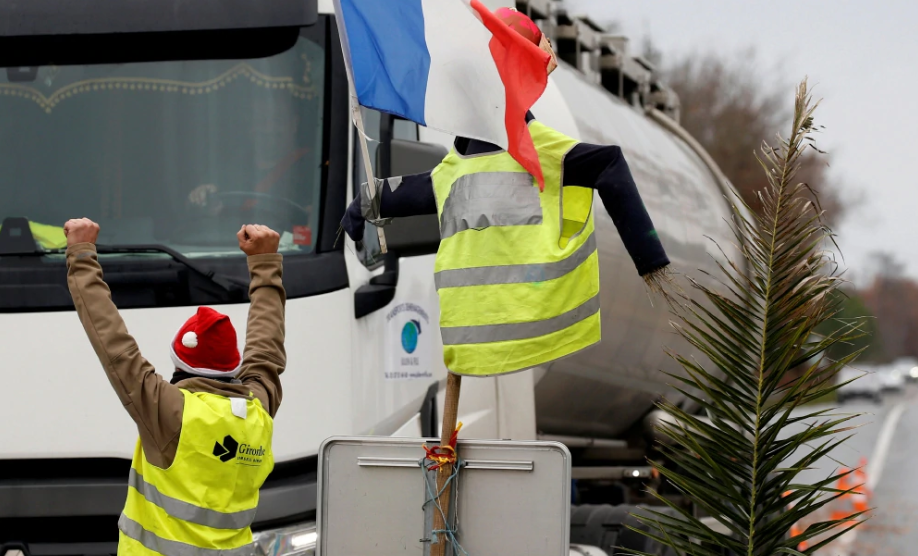 Un corte de carretera en Francia