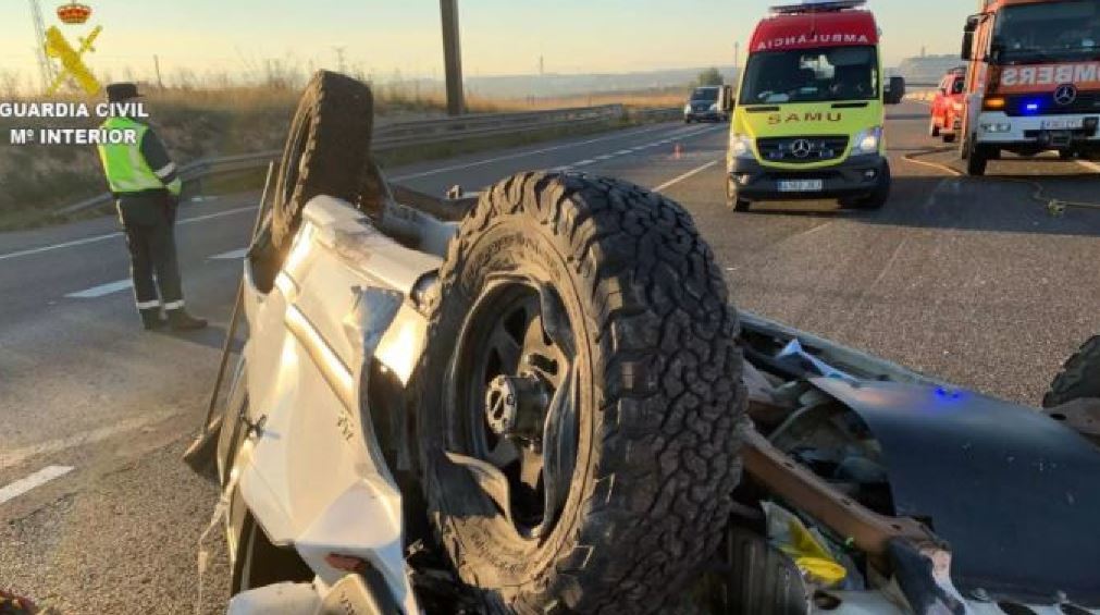 Imagen del accidente en Picassent, foto Guardia Civil