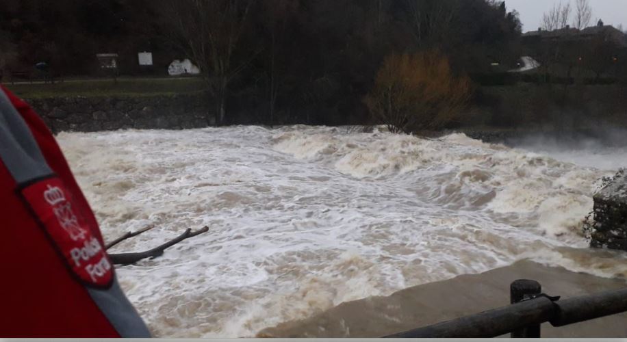 Imagen del temporal de lluvias en Navarra en la Barranca y el Bidasoa