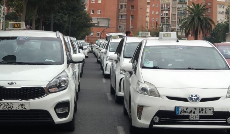 Imagen de la manifestación de taxistas en Valencia