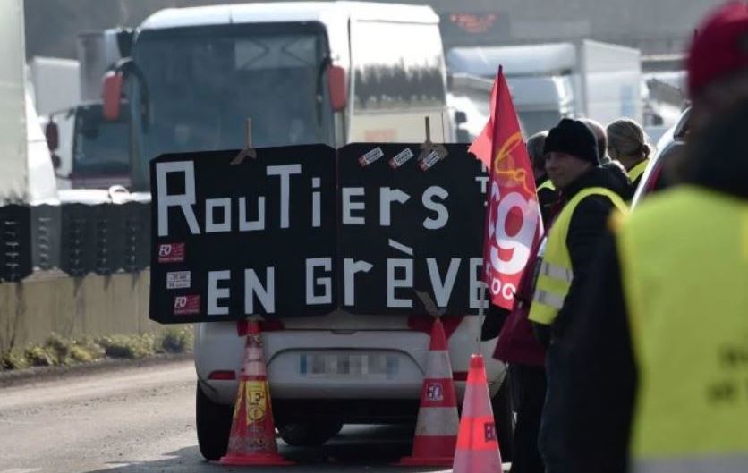 Imagen de una movilización de camioneros franceses