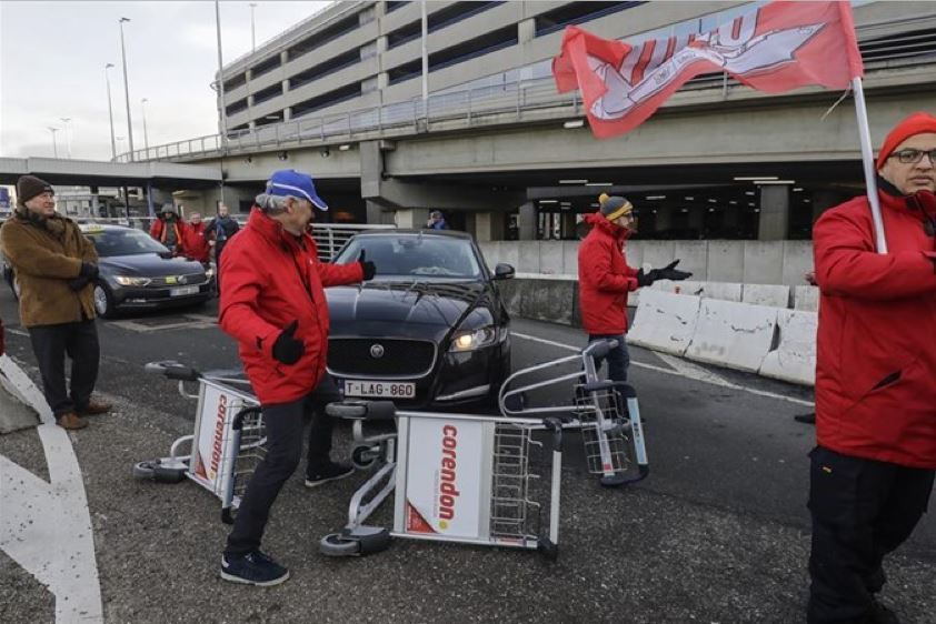 Manifestantes en la huelga de hoy en Bélgica