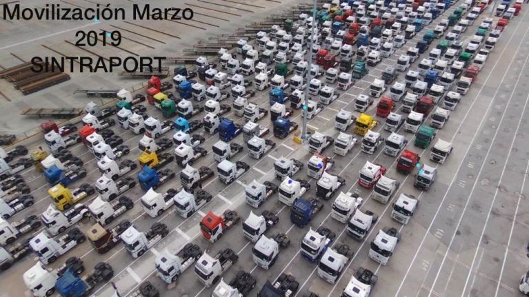 Imagen de los camiones preparados para las movilizaciones