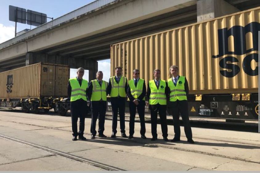 Inauguración de la línea ferroviaria con Sines