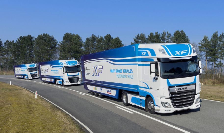 Imagen del platooning de los camiones DAF
