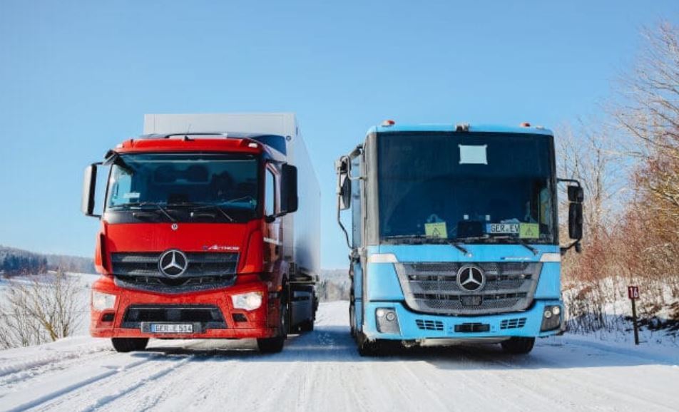 Pruebas de invierno de los Mercedes-Benz: eActros y eEconic