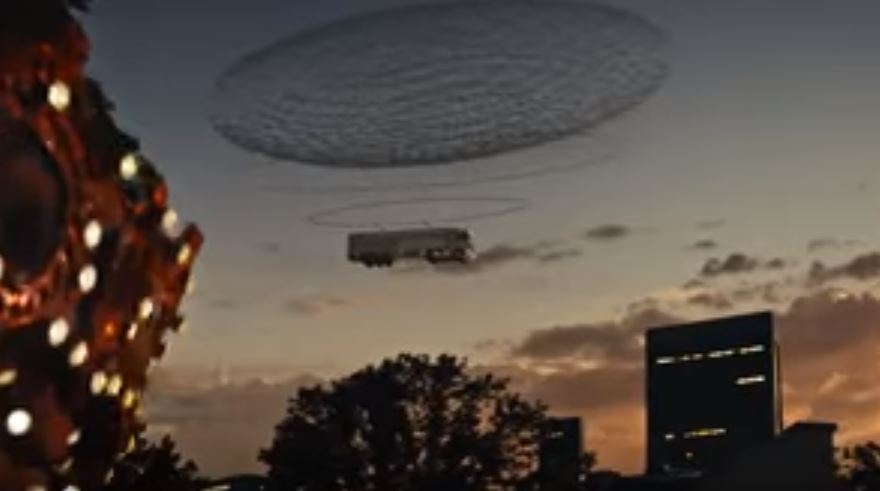 Imagen de un camión Scania elevado por drones