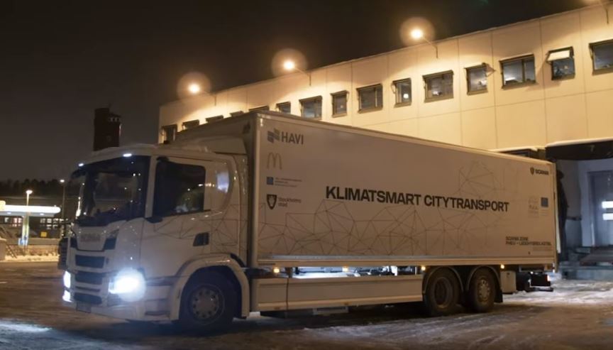 Imagen del nuevo camión híbrido de Scania