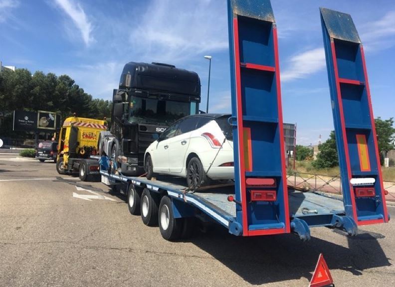 Imagen del semirremolque abandonado en Valladolid