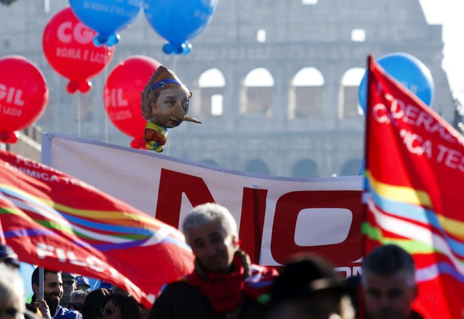 Imagen de una huelga de conductores en Italia