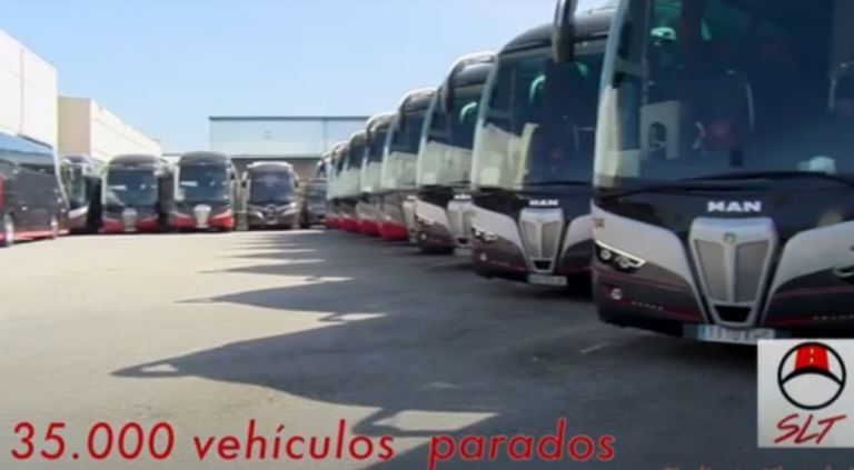 Imagen de varios autobuses parados