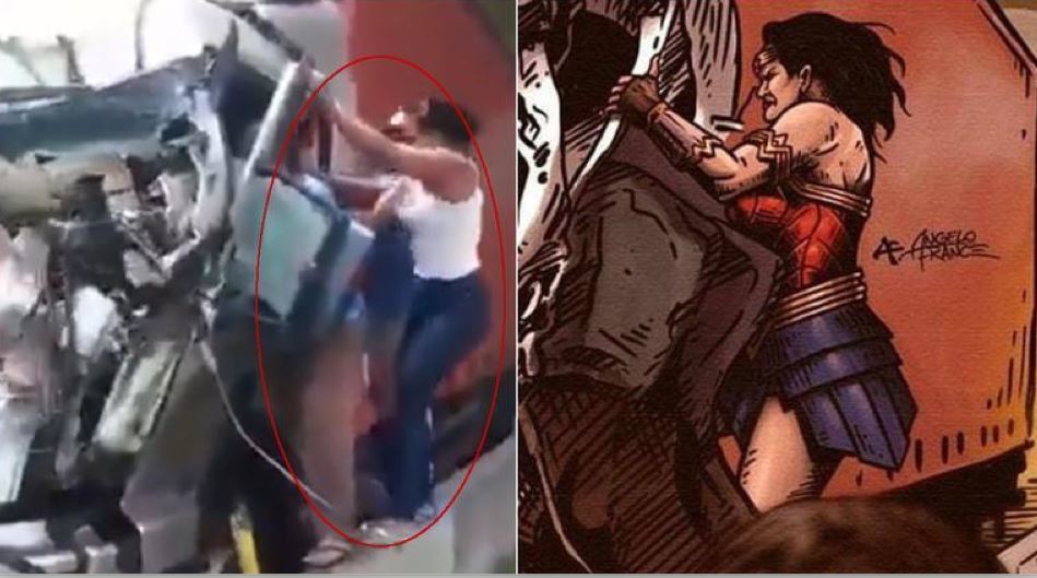 Imagen e ilustración de la mujer que rescató a un camionero