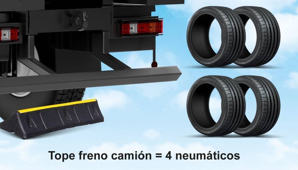 Imagen de calzos de seguridad para camiones fabricados con neumáticos usados
